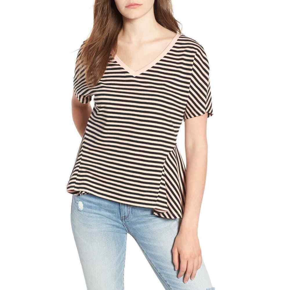 BP. Cotton Hem T-Shirt In Pink Sarah Stripe Size M relax fit